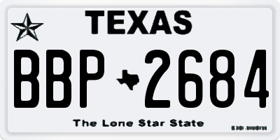 TX license plate BBP2684
