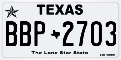 TX license plate BBP2703