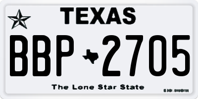 TX license plate BBP2705
