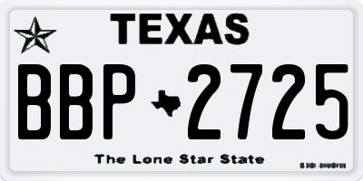 TX license plate BBP2725