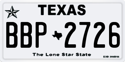 TX license plate BBP2726
