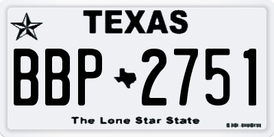 TX license plate BBP2751