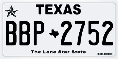 TX license plate BBP2752