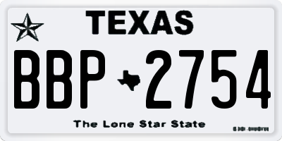 TX license plate BBP2754
