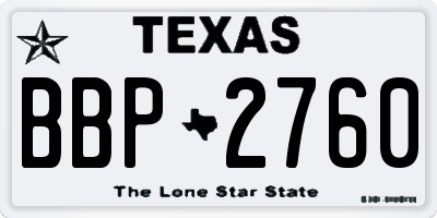 TX license plate BBP2760