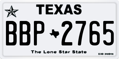 TX license plate BBP2765