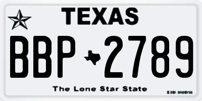 TX license plate BBP2789