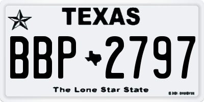 TX license plate BBP2797