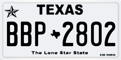 TX license plate BBP2802