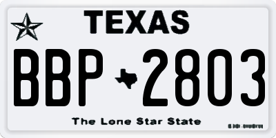 TX license plate BBP2803