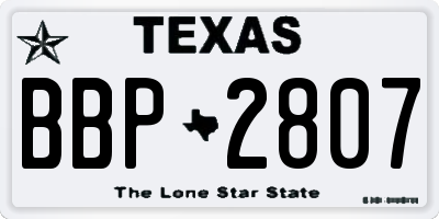 TX license plate BBP2807