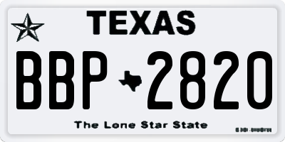 TX license plate BBP2820