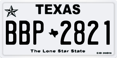 TX license plate BBP2821