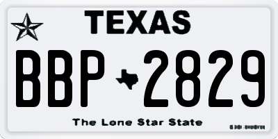 TX license plate BBP2829