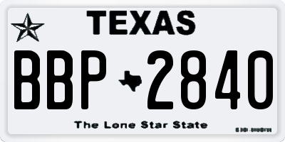 TX license plate BBP2840
