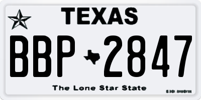 TX license plate BBP2847
