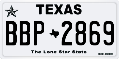 TX license plate BBP2869