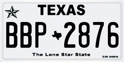 TX license plate BBP2876