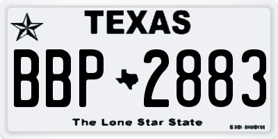 TX license plate BBP2883