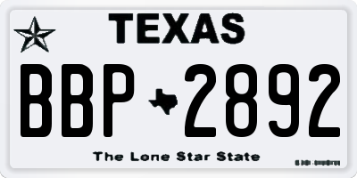 TX license plate BBP2892