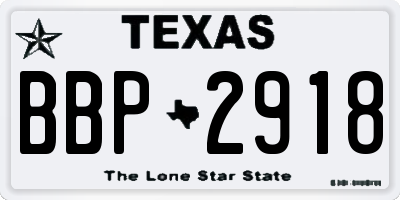 TX license plate BBP2918