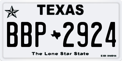 TX license plate BBP2924