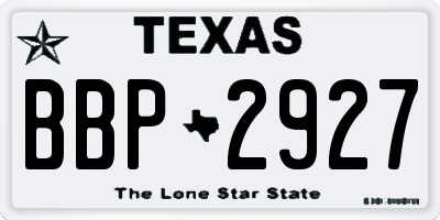 TX license plate BBP2927