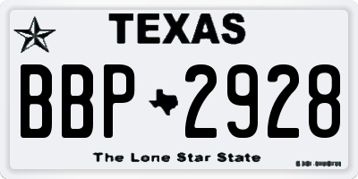 TX license plate BBP2928