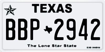 TX license plate BBP2942