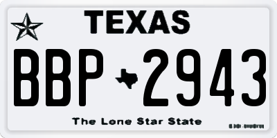 TX license plate BBP2943