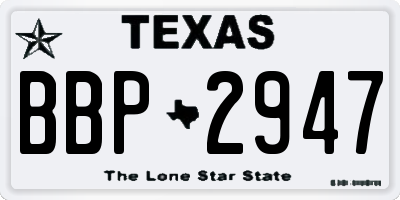 TX license plate BBP2947