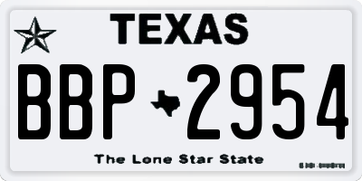 TX license plate BBP2954