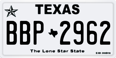 TX license plate BBP2962