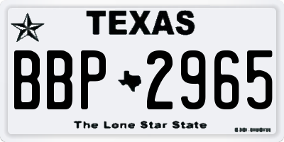 TX license plate BBP2965