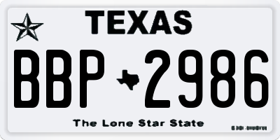 TX license plate BBP2986
