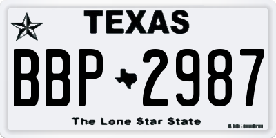 TX license plate BBP2987