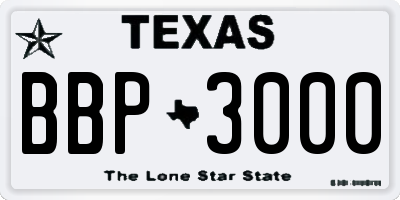 TX license plate BBP3000