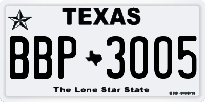TX license plate BBP3005
