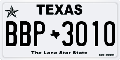 TX license plate BBP3010