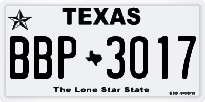 TX license plate BBP3017