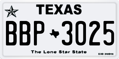 TX license plate BBP3025