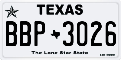 TX license plate BBP3026