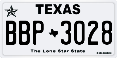 TX license plate BBP3028