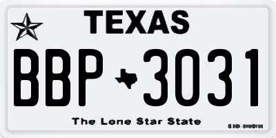 TX license plate BBP3031