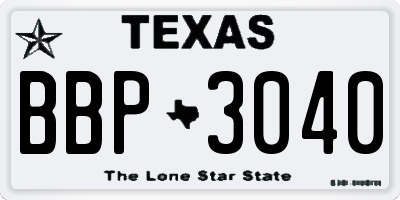 TX license plate BBP3040