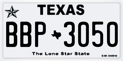 TX license plate BBP3050