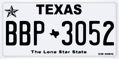 TX license plate BBP3052