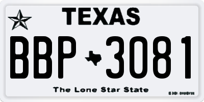 TX license plate BBP3081