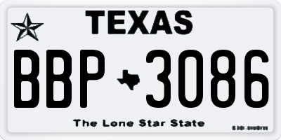 TX license plate BBP3086