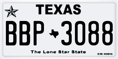 TX license plate BBP3088
